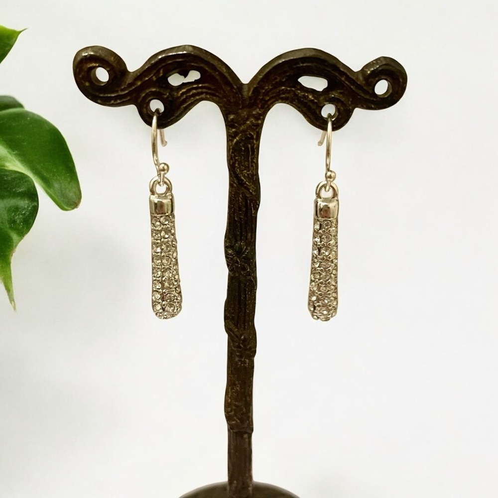 Silver Overlay Pave-set Drop Earrings Made w/ Swarovski Crystals